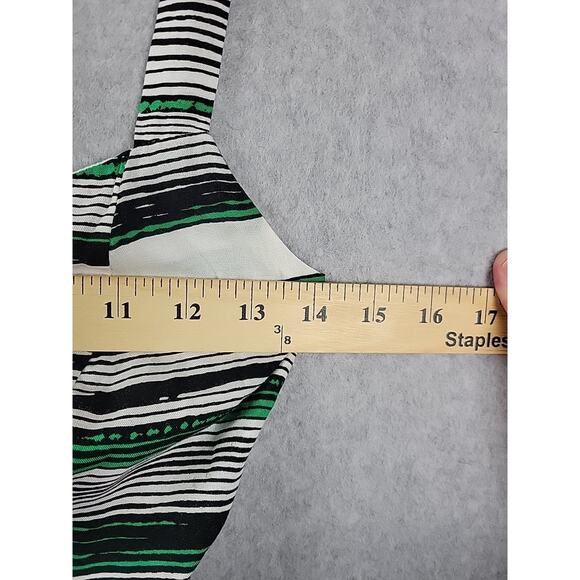 Staring At Stars White Green Striped Criss Cross Cutout Dress Medium Pockets - Picture 9 of 10